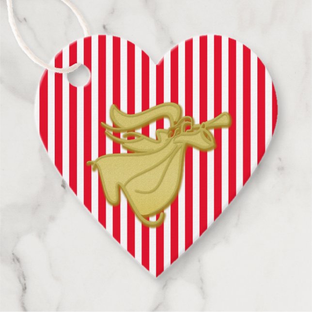 Den moderna rand-röd-vita guld gåvor etiketter (Framsida)