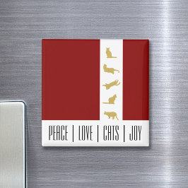 Den moderna Red White Guld Cat-julen Magnet