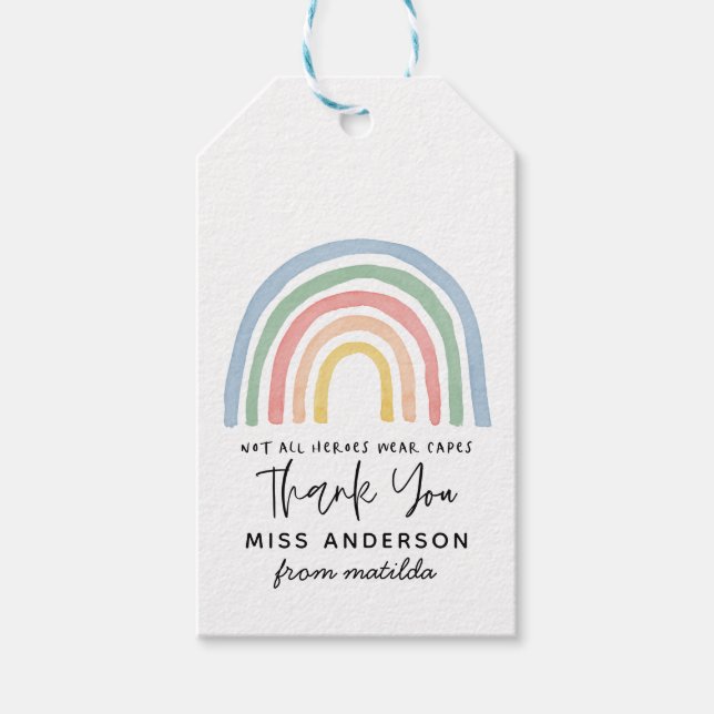 Den moderna regnbågsläraren tackar dig för present presentetikett (Framsidan)