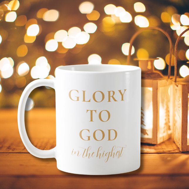 Den moderna Religiösan Guld minimalistisk jul Kaffemugg (Modern religious Christmas coffee cup gift in gold and white )