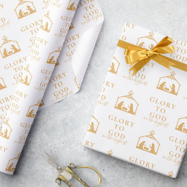 Den moderna Religiösan Guld minimalistisk jul Presentpapper