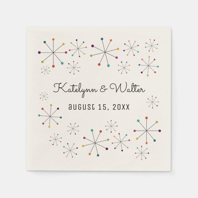 Den moderna Retro-Vintagen Stil Bröllop Pappersservett (Framsidan)