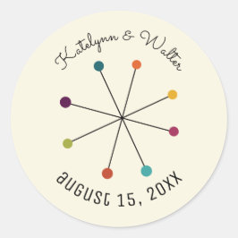 Den moderna Retro-Vintagen Stil Bröllop Runt Klistermärke