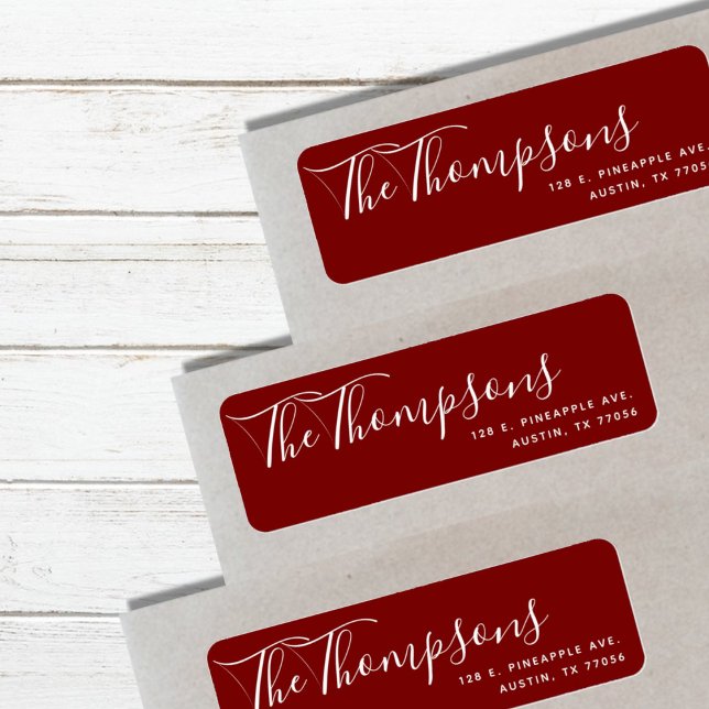 Den moderna Returadressen Family Namn Jul Red Returadress Etikett (Skapare uppladdad)