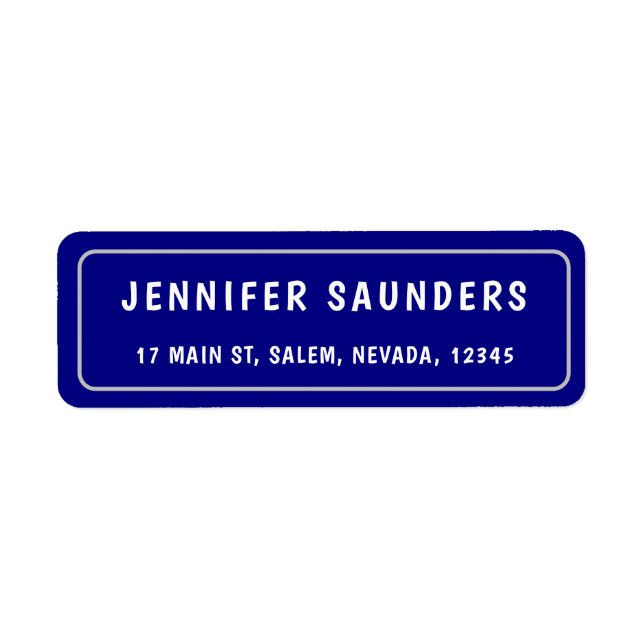 Den moderna Returadressen Navy Blue och Silver Grä Returadress Etikett (Framsidan)