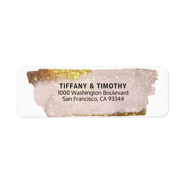 Den moderna Returadressen Rosa ros Guld Glitter Returadress Etikett (Framsidan)