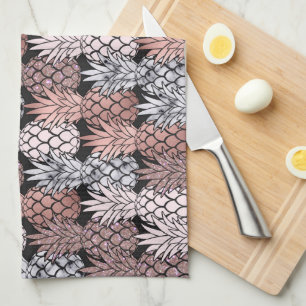 Den moderna Ro Glitter Rosa Pineapples Mönster Kökshandduk
