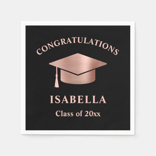 Den moderna Ro Guld Anpassningsbar Studenten Pappersservett (Framsidan)