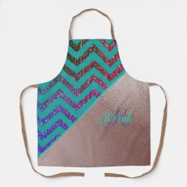 Den moderna Ro Guld-glittery Chevron Teal Grönt Na