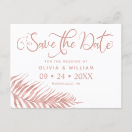 Den moderna Ro Guld Handflatan Löv Bröllop Meddelande Vykort