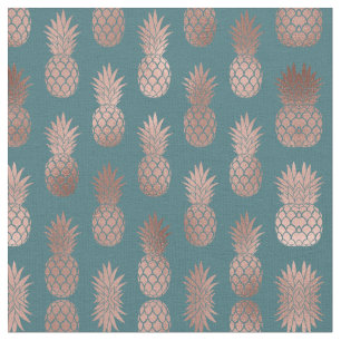 Den moderna Ro Guld Teal Grönt Pineapple Mönster Tyg