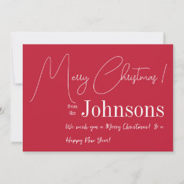 Den moderna röda julfamiljen julkort