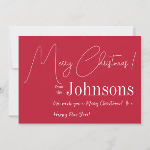 Den moderna röda julfamiljen julkort