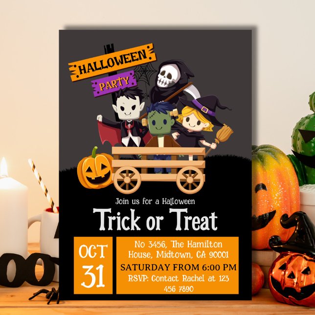 Den moderna roligten Bus eller godis Halloween Inbjudningar (Skapare uppladdad)