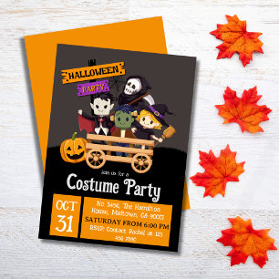 Den moderna roligten Halloween-kostymen party Inbjudningar