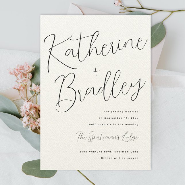 Den moderna roligten par namn Luxe Pappra Bröllop Inbjudningar (Skapare uppladdad)