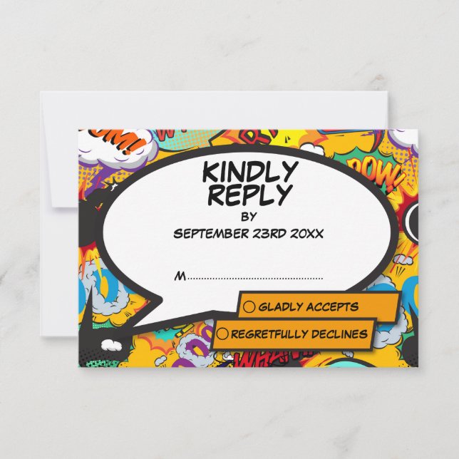 Den moderna Roligten Tecknad Bok Bröllop OSA Kort (Framsida)