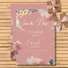 Den moderna romska Rosan Garden Blommigt Bröllop Spara Datumet