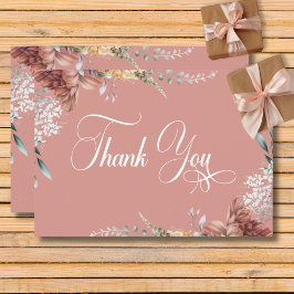 Den moderna romska Rosan Garden Blommigt Bröllop Tack Kort