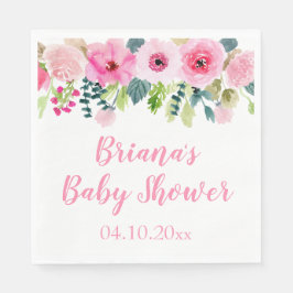 Den moderna Rosa Blommigten Baby Shower Luncheon Pappersservett
