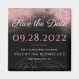 Den moderna Rosa Glitter Chicen Quinceañera Spara  Magnet