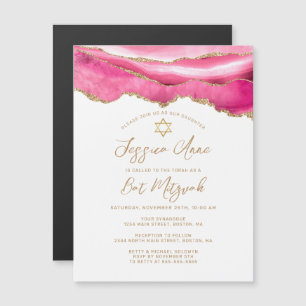 Den moderna Rosa Guld Glitter Agate Bat mitzvah In