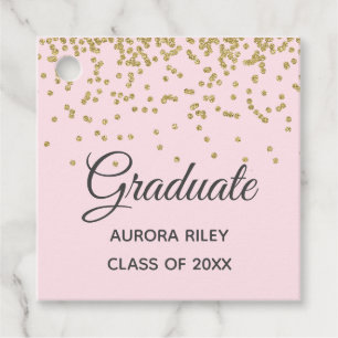 Den moderna Rosa Guld Glitter-konfetti Studenten Gåvor Etiketter