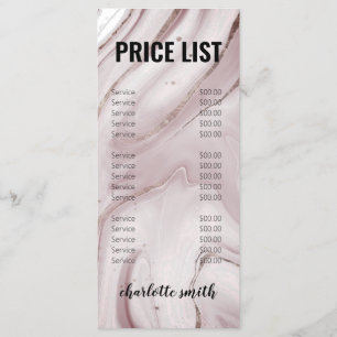 Den moderna Rosa Guld Marble Logotyp Salon Pris Li Meny