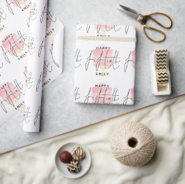Den moderna Rosa kummeln Mönster Namn Lycklig 50:e Presentpapper