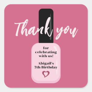 Den moderna Rosa Nagel polska Tacken Birthday Fyrkantigt Klistermärke