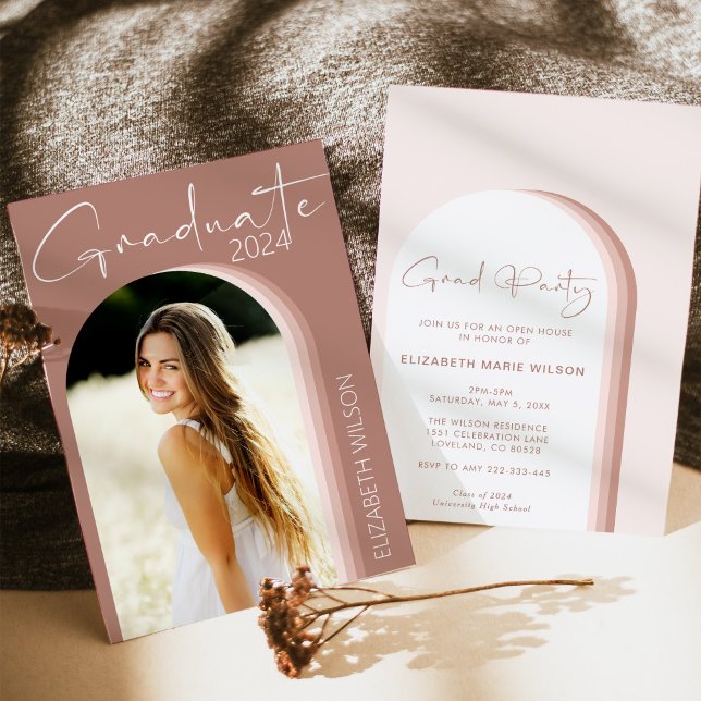 Den moderna  Rosa Student Studentfest Inbjudningar (Skapare uppladdad)