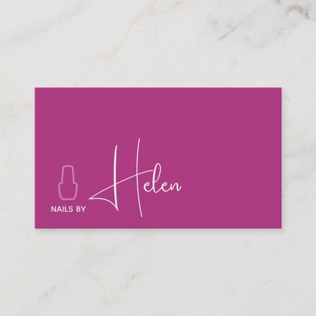 Den moderna rosa svarta minimalistiska nagel-polit visitkort (Framsida)