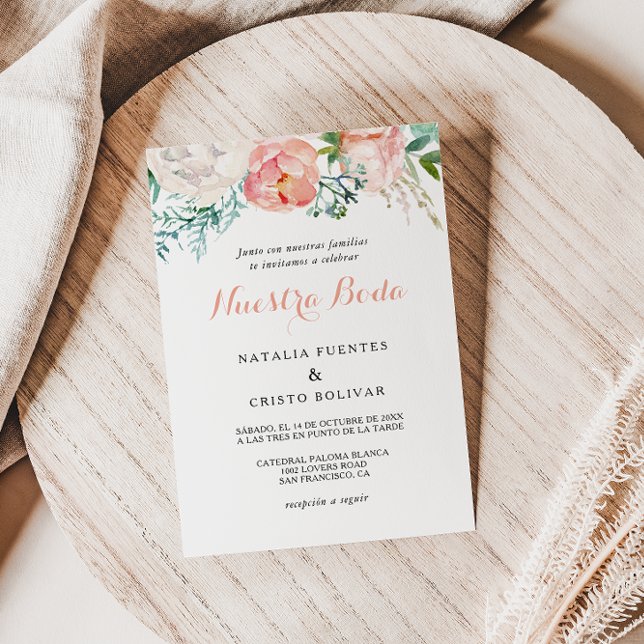 Den moderna Rosa  tropiska Blommigten Spanien Bröl Inbjudningar (Skapare uppladdad)