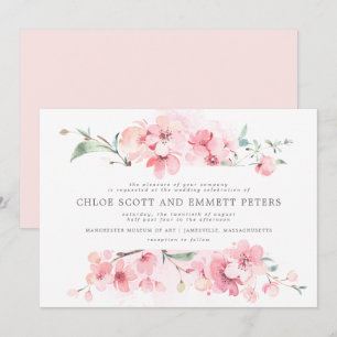 Den moderna Rosan Cherry Blommar Blommigt Bröllop Inbjudningar