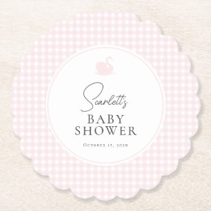 Den moderna Rosan Gingham Svan Baby Shower Underlä Underlägg Papper