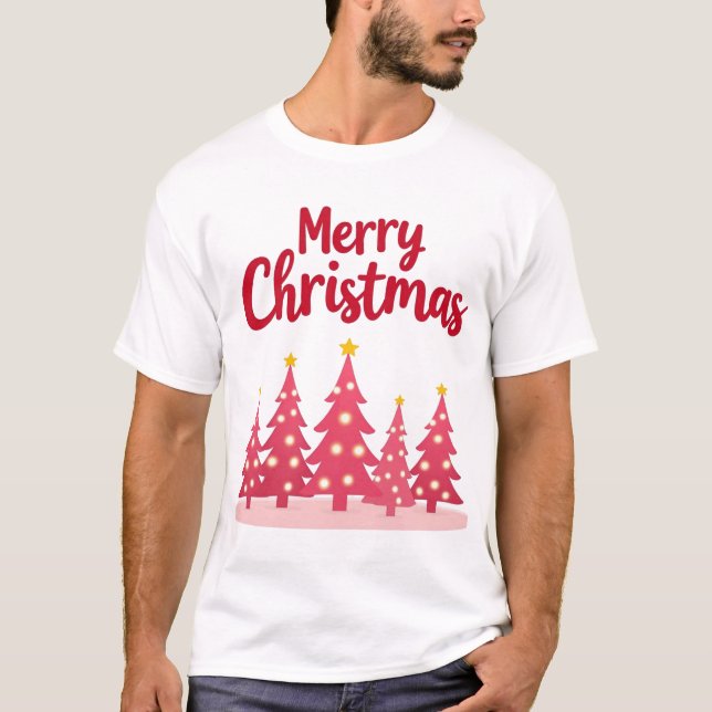 Den moderna Rosan Julgranar "God jul T Shirt (Framsida)