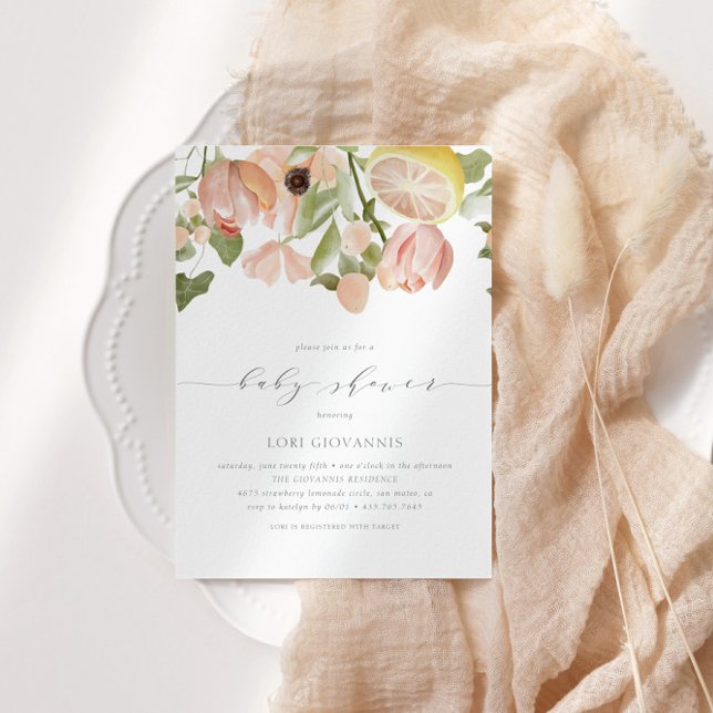 Den moderna Rosan Lemonade Vår Baby Shower Inbjudningar (Skapare uppladdad)