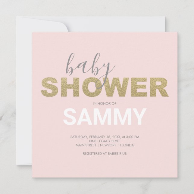 Den moderna Rosan och Faux Guld Baby Shower (Framsida)
