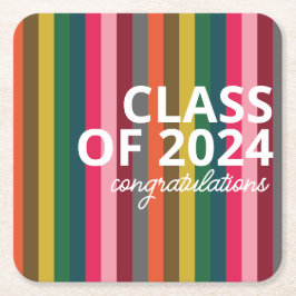 Den moderna Rosan och Grönt Rand Mönster Underlägg Papper Kvadrat