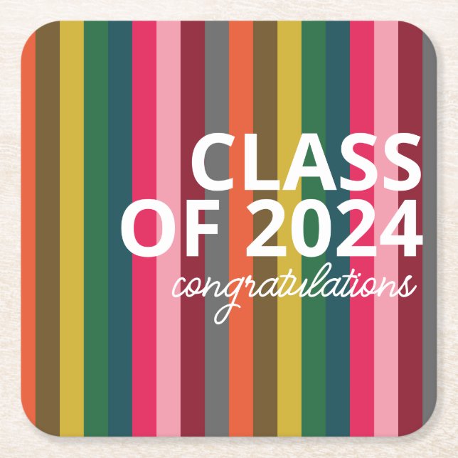 Den moderna Rosan och Grönt Rand Mönster Underlägg Papper Kvadrat (Framsidan)