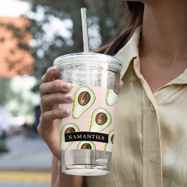 Den moderna Rosan och Grönten Avocado Mönster med  Take Away Mugg