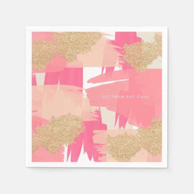 Den moderna Rosan och Guld Glitter Abstrakten Möns Pappersservett (Framsidan)