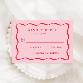 Den moderna Rosan och Röda Vågigt Ram Bröllop OSA Kort