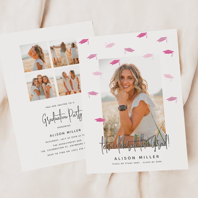 Den moderna Rosan Student Studenten Firande Inbjudningar (Skapare uppladdad)