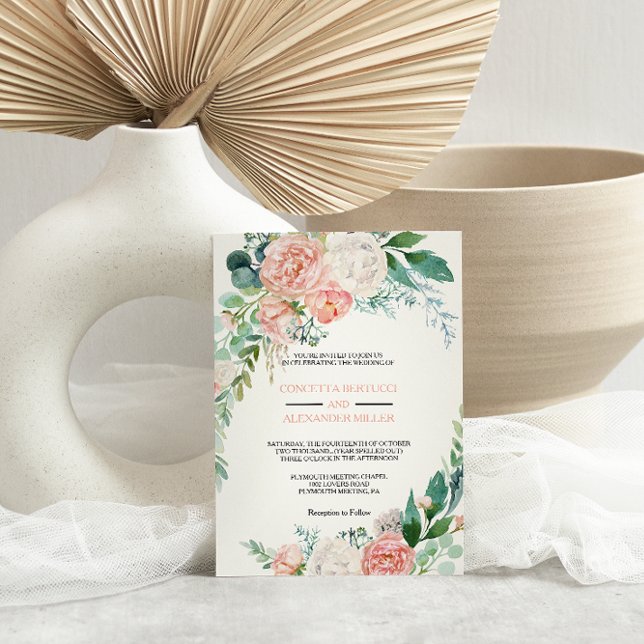 Den moderna Rosan  tropiska Blommigten bröllop Inbjudningar (Skapare uppladdad)