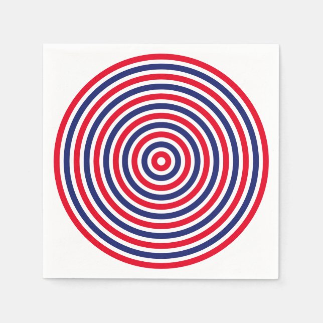 Den moderna rött vitt blått cirkeln rand mönster r pappersservett (Framsidan)