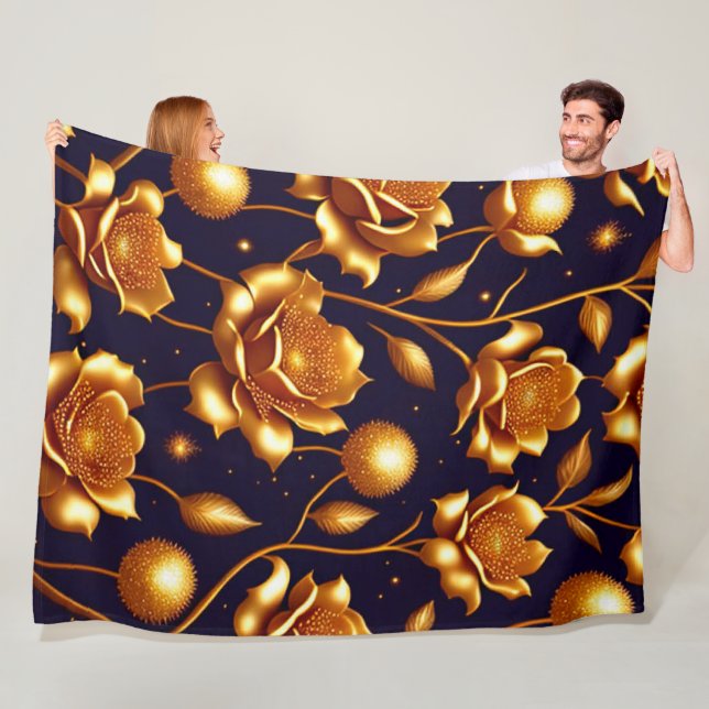 Den moderna samlingen Luxury Boho Guld Ro Fleecefilt (På plats)