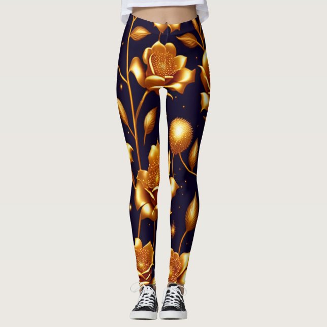 Den moderna samlingen Luxury Boho Guld Ro Leggings (Framsida)