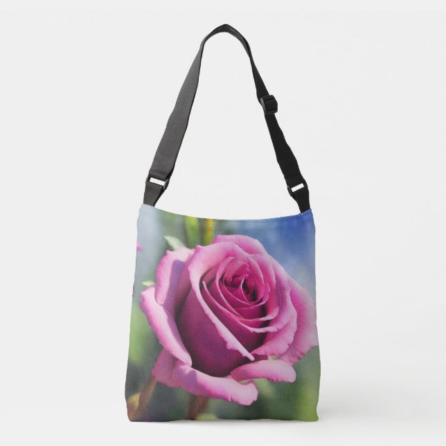 Den moderna samlingen Rosa ros med vackra vattenfä Axelväska (Framsida)