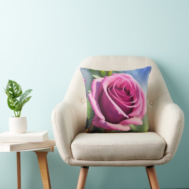 Den moderna samlingen Rosa ros med vackra vattenfä Kudde (Stol)
